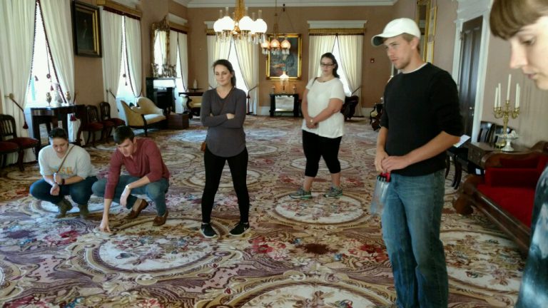 Students were able to examine the historic interiors of the Old Governor's Mansion.