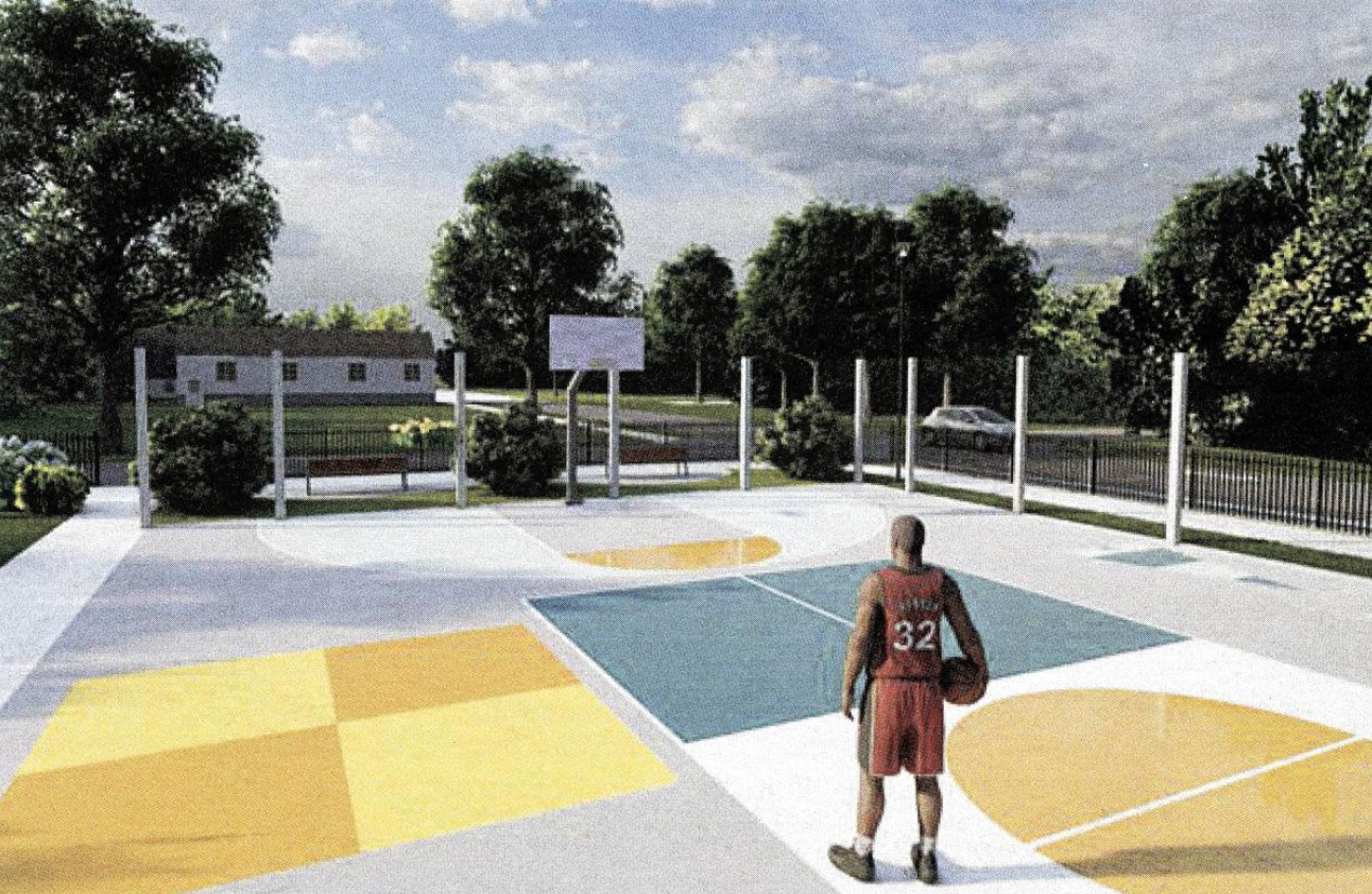 Basketball court design at Bowman Park