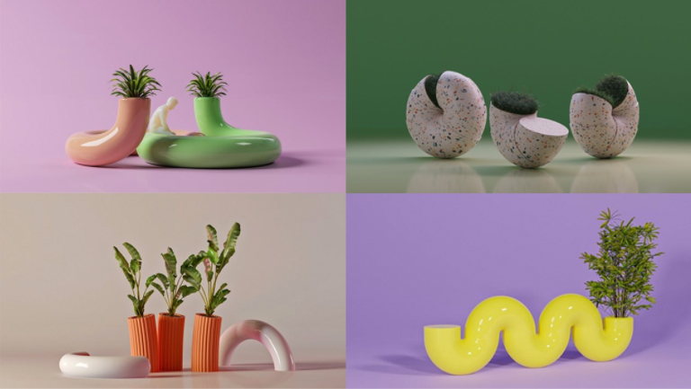 1:Sample worksby Studio Hai (clockwise, from upper left: “BFF Bench”https://studiohai.com/BFF-Bench;“RolyPolys” planter and seating structurehttps://studiohai.com/Roly-Polys;“Macaroni” plantershttps://studiohai.com/Macaroni, “Squiggle Bench”https://studiohai.com/Squiggly-Bench)