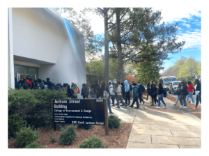 Experience UGA attendees enter the Jackson Street Building