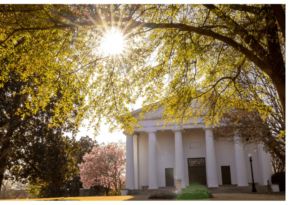 UGA Chapel with the sun peering through the trees