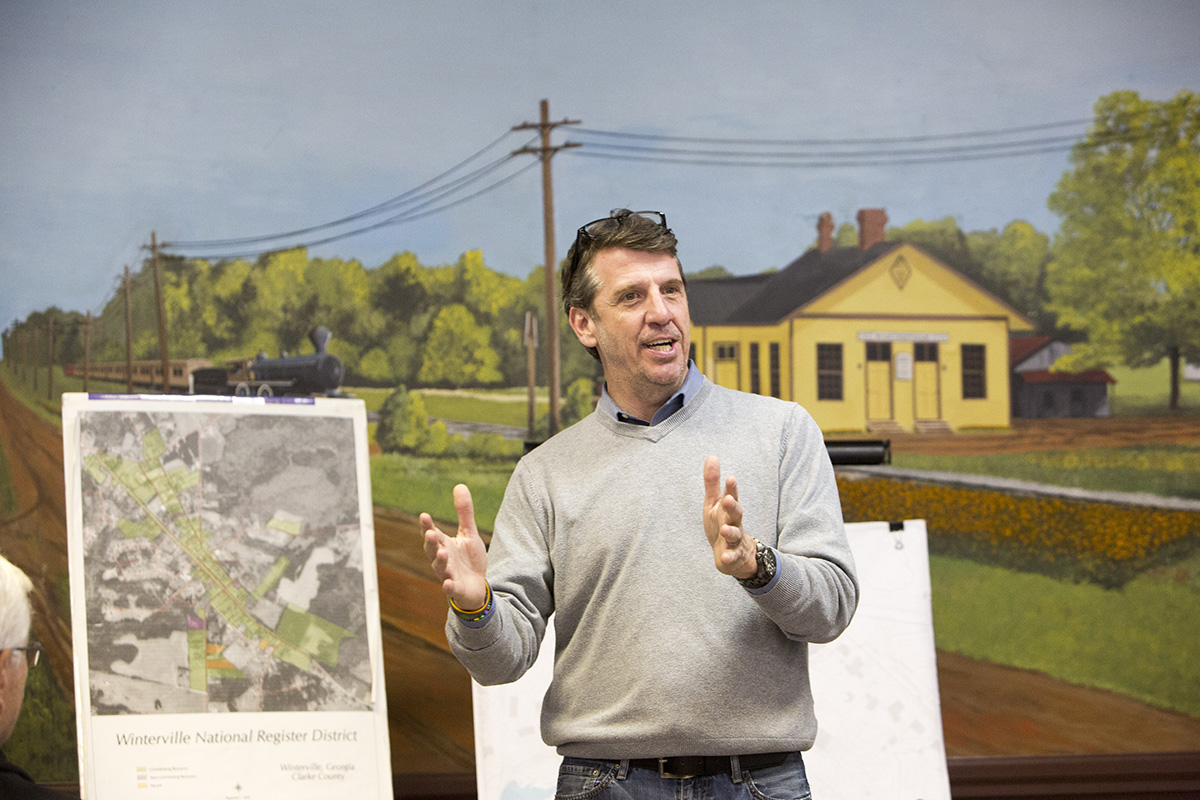 Mayor of Winterville Dodd Ferrelle.Date of Photo: 2/24/2017
Credit: Peter Frey, University of Georgia
Photographic Services File: 34633-107  The University of Georgia owns the rights to this image or has permission to redistribute this image. Permission to use this image is granted for internal UGA publications and promotions and for a one-time use for news purposes. Separate permission and payment of a fee is required to use any image for any other purpose, including but not limited to, commercial, advertising or illustrative purposes. Unauthorized use of any of these copyrighted photographs is unlawful and may subject the user to civil and criminal penalties. Possession of this image signifies agreement to all the terms described above.