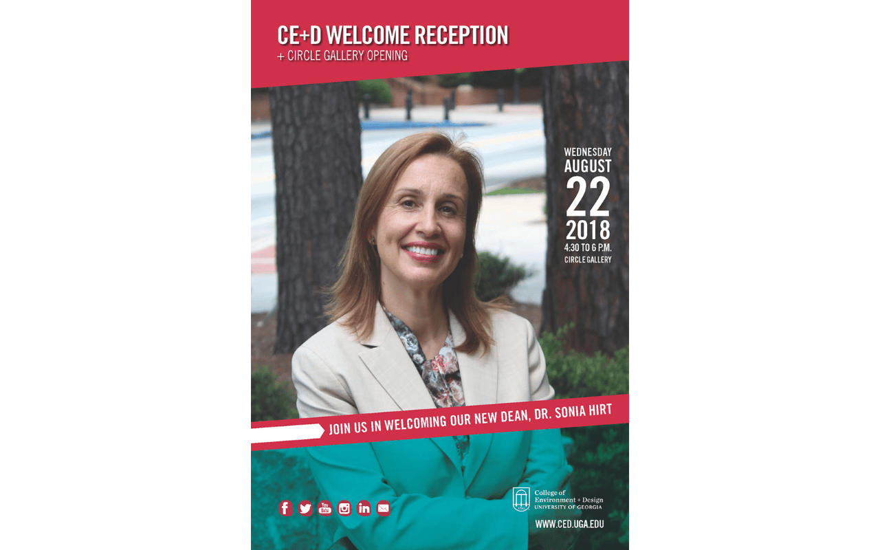 Welcome Reception poster for the CED and Circle Gallery opening in 2018.