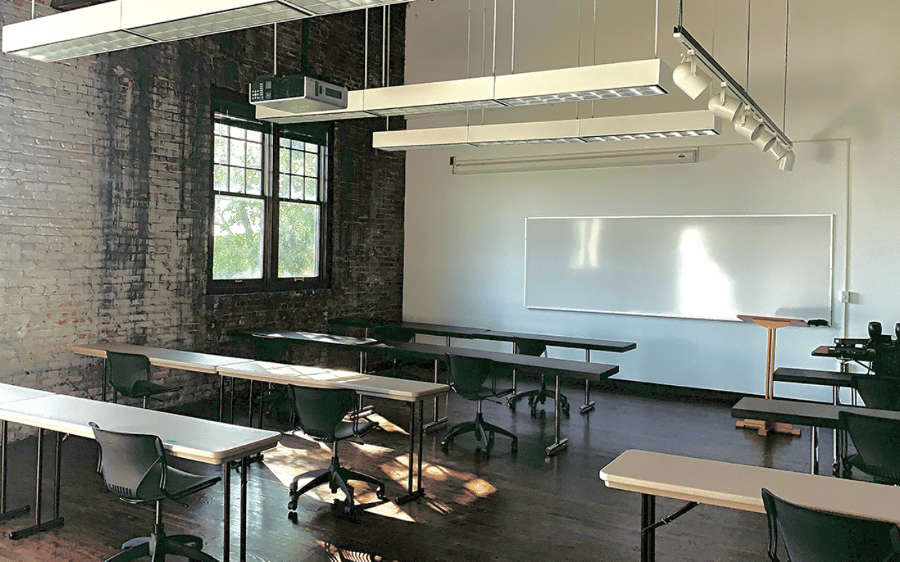 Interior of a UGA CED classroom during COVID-19.