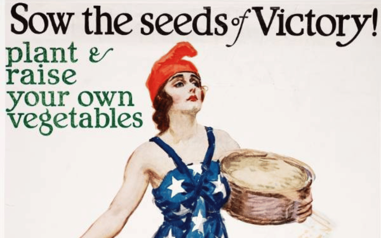 Poster from World War II about growing your own vegetables.