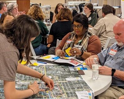 A team works together on the Douglas, GA design charrette project.