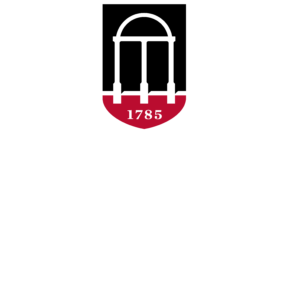 University of Georgia College of Environment + Design logo with red and white Arch emblem featuring “1785.” The words “UNIVERSITY OF GEORGIA” appear in uppercase serif font, while “College of Environment + Design” is in title case serif font below.