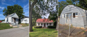 Collage of three structures surveyed in Monticello by FindIt students.